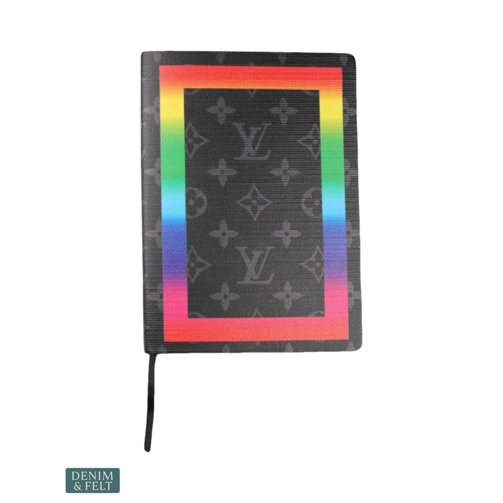 NEW Louis Vuitton Monogram Eclipse Rainbow Clemence Notebook MM Canvas Journal